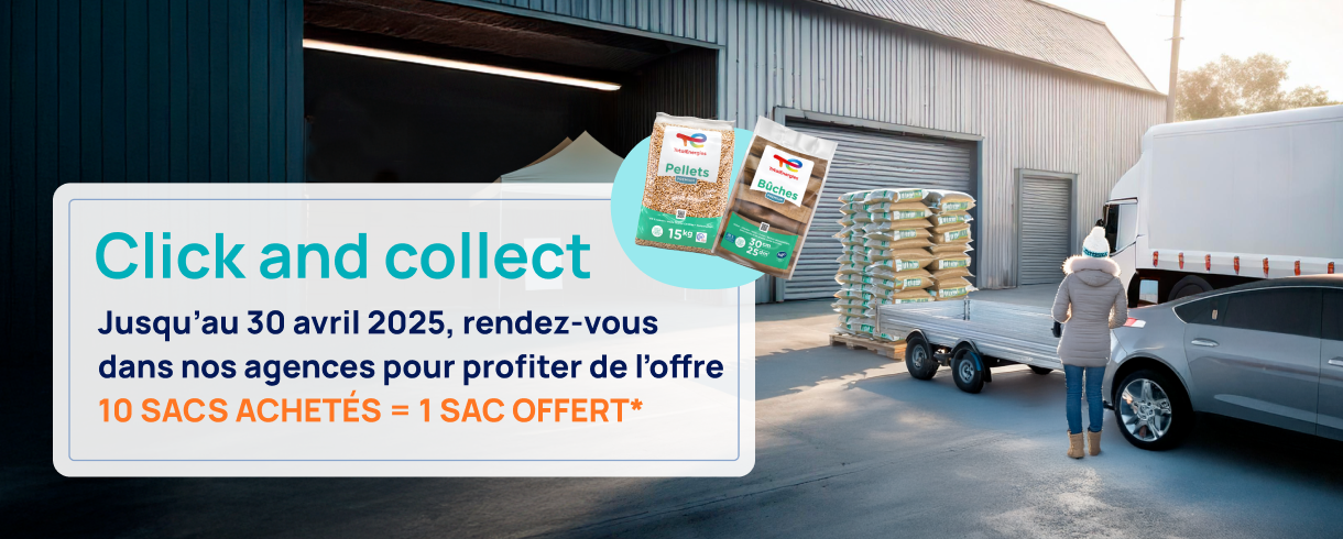 30€ offerts et le 3x sans frais sur les pellets et bûches premium